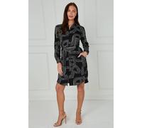 Love Sunshine Mono Geometric Maze Print Mini Shirt Dress In Black Black 16