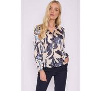 Love Sunshine Navy Abstract Print Gold Dotted Blouse Navy 10