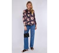 Love Sunshine Navy Floral Print Satin Shirt Navy XL