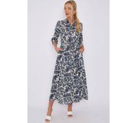 Love Sunshine Navy Leaf Print Maxi Shirt Dress Navy 16