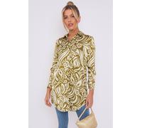 Love Sunshine Olive Green Paisley Print Satin Long Shirt Olive 12