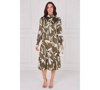Love Sunshine Olive Whisper Floral Shirred Neck Midaxi Dress In Green Green