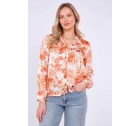 Love Sunshine Orange Floral Print Satin Blouse Orange