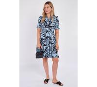 Love Sunshine Powder Blue Leaf Print Mini Dress Blue