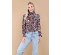 Love Sunshine Rainbow Leopard Shirred Waist Cropped Top In Black Black