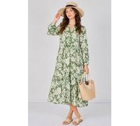 Love Sunshine Sage Bloom Smock Midaxi Dress In Green Green