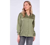 Love Sunshine Sage Green Satin Oversized Shirt In Khaki Khaki