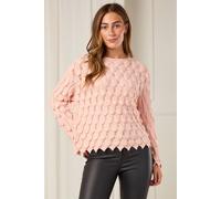Love Sunshine Scallop Textured Knit Jumper In Pink Pink