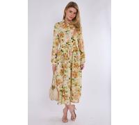 Love Sunshine Sunshine Bloom Printed Midaxi Shirt Dress In Yellow Yellow 14