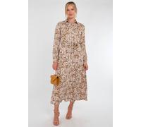 Love Sunshine Tan Retro Floral Swirl Print Maxi Shirt Dress In Black Black 12