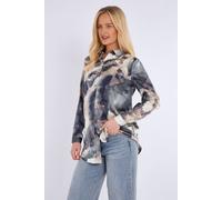 Love Sunshine Tie Dye Print Satin Shirt In Grey Grey 12