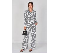 Love Sunshine White And Black Geo Print Shirt And Trouser Co-Ord Set White