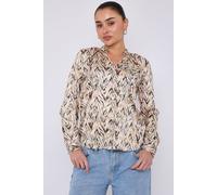 Love Sunshine White Aztec Print Gold Foil Dotted Blouse White