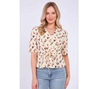 Love Sunshine White Floral Print Short Sleeve Knotted Top White 18