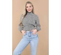 Love Sunshine White Leopard Shirred Waist Cropped Top White 14