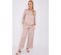 Love Sunshine Women's Champagne Crepe Satin Co-ord Shirt & Trousers Set in Beige | Size: 12 Love Sunshine Beige 12