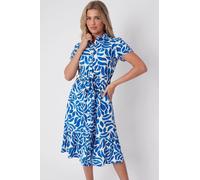 Love Sunshine Women's Cobalt Printed Short Sleeve Midi Dress in Blue | Size: 14 Love Sunshine Blue 14