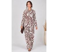 Love Sunshine Women's Cream & Chocolate Geo Print Co-ord Set in Brown | Size: Medium Love Sunshine Brown M