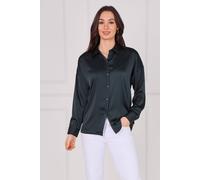 Love Sunshine Women's Deep Teal Brushed Satin Oversized Shirt | Size: Small Love Sunshine Teal S