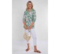 Love Sunshine Women's Green & Pink Swirl Floral Print Shirt in Blue | Size: 20 Love Sunshine Blue 20