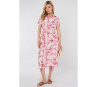 Love Sunshine Women's Pink Swirl Print Short Sleeve Midi Shirt Dress | Size: 14 Love Sunshine Pink 14