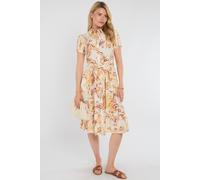 Love Sunshine Yellow Swirl Print Frilled Hem Midi Dress Yellow 14
