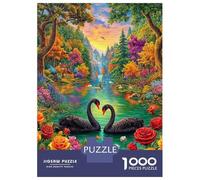 Love Swan Puzzle 1000 Piece, Jigsaw Puzzle Challenge Eco-friendly Paper Puzzle for Adults & for Age 14 And Up 38x26cm/1000pcs
