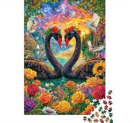 Love Swan Puzzle 1000 Piece, Jigsaw Puzzle Challenge Eco-friendly Paper Puzzle for Adults & for Age 14 And Up 52x38cm/1000pcs