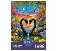 Love Swan Puzzle 1000 Piece, Jigsaw Puzzle Challenge Eco-friendly Paper Puzzle for Adults & for Age 14 And Up 52x38cm/1000pcs