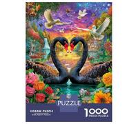 Love Swan Puzzle 1000 Piece, Jigsaw Puzzle Challenge Eco-friendly Paper Puzzle for Adults & for Age 14 And Up 38x26cm/1000pcs