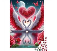 Love Swans Roses1000 Piece Recycled Paper Wings Jigsaw Puzzle Collection Adult Enthusiasts Cognitive Development Concentration Training Gift Idea 70x50cm/1000pcs