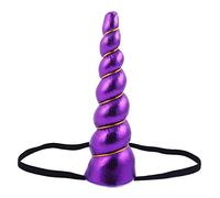 Love Sweety Delicate Dew Shiny Unicorn Horn Elastic Headband Cosplay Costume Easter Headpiece, A Purple, One Size