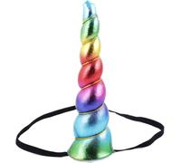 Love Sweety Delicate Dew Shiny Unicorn Horn Elastic Headband Cosplay Costume Easter Headpiece, A Rainbow, 4.7 Inch (Pack of 1)
