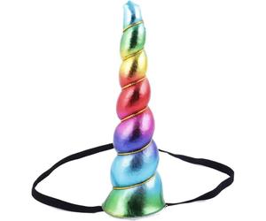 Love Sweety Delicate Dew Shiny Unicorn Horn Elastic Headband Cosplay Costume Easter Headpiece, A Rainbow, 4.7 Inch (Pack of 1)