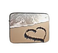 love symbol in beach Printed Laptop Sleeve for 13 inch Laptop, Shockproof Oxford Fabric Laptop Protective Case Laptop Bag