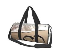 Love Symbol in Beach Printed Round Travel Duffel Bag Large Overnight Weekend Bags for Hiking, Vacations, Gym, Sports