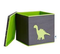 LOVE !T STORE !T Organiser Box with lid, Polyester Engineered Wood, Dino-Grey/Green, 33x33x33 cm