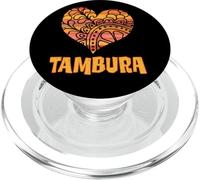 Love Tambura Orange Mandala Heart Indian String Instrument PopSockets PopGrip for MagSafe