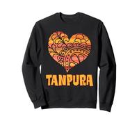 Love Tanpura Orange Mandala Heart Indian String Instrument Sweatshirt