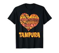 Love Tanpura Orange Mandala Heart Indian String Instrument T-Shirt