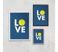 Love Tennis Art Print - A3 - Wood Frame