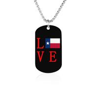 Love Texas Flag Funny Memorial Necklace Lightweight Printed Photo Necklaces Metal Tag Pendant