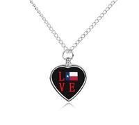 Love Texas Flag Trendy Pet Ashes Necklace for Unisex Memorial Pendant Keepsake Urn Jewelry
