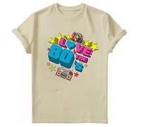 Love The 80s Retro T-Shirt | Unisex Graphic Tee Featuring 3D 80 & Nostalgic Elements | Perfect for Men Women Teens & Kids | Comfortable Durable Vintage Style Natural L