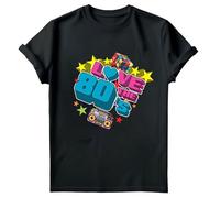 Love The 80s Retro T-Shirt | Unisex Graphic Tee Featuring 3D 80 & Nostalgic Elements | Perfect for Men Women Teens & Kids | Comfortable Durable Vintage Style Black 3XL