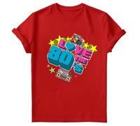 Love The 80s Retro T-Shirt | Unisex Graphic Tee Featuring 3D 80 & Nostalgic Elements | Perfect for Men Women Teens & Kids | Comfortable Durable Vintage Style Red 5-6 Years