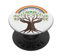 Love The Planet Tree of Peace Rainbow Earth Day Eco Nature PopSockets Adhesive PopGrip
