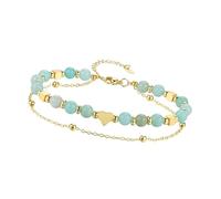 Love Theme Two Layer Stone Sphere Bangle Natural Preciousstone Heart Charm Modifiable Jewelry Present for Women Two Rank Stone Sphere Jewelry