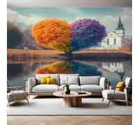Love Theme Wall Mural 250 x 180 cm A Heart-Shaped Tree Non-Woven Art Print Wallpaper Mural for Walls Living Room Bedroom TV Background Boys Girls Kids Rooms Decoration