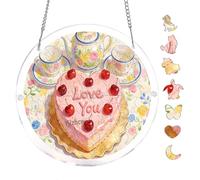 Love Themed Sweet Treats Table Setting Round Acrylic Puzzle 7.8x7.8inch Hanging Wall Decor Cozy Home Decoration Mindful Hobby Indoor Leisure Activity Adult Puzzle Tabletop Decorative Art
